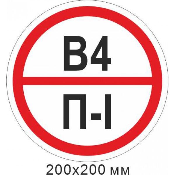 Пожежний Знак табличка, знак категорії приміщення - В4