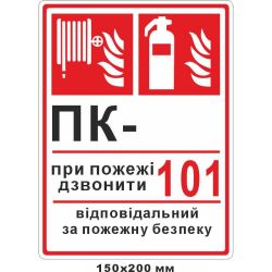 Пожежний щит. Табличка "ПК-101"