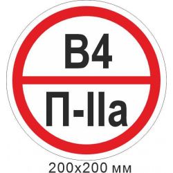 Пожежний Знак 200х200 мм табличка, Знак категорії приміщення - В4