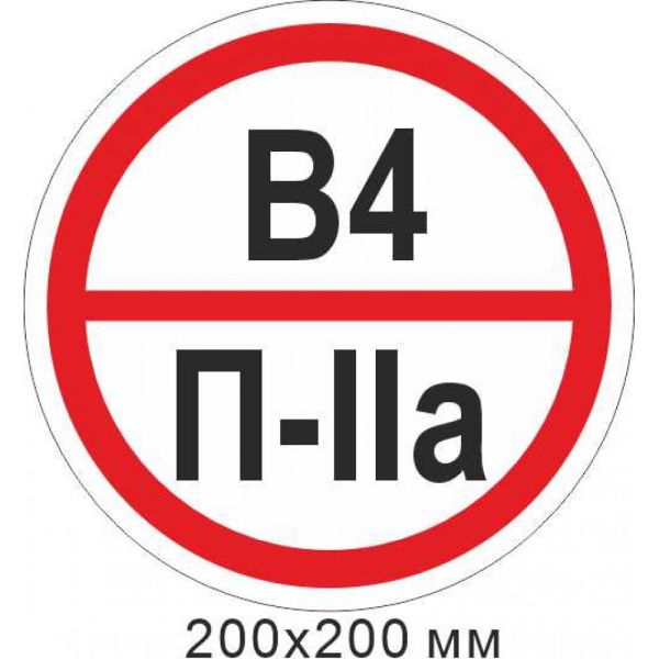 Пожежний Знак 200х200 мм табличка, Знак категорії приміщення - В4