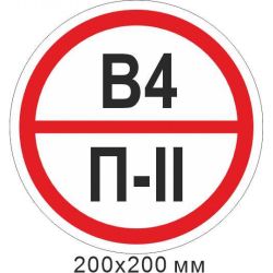 Пожежний Знак 200х200 мм, знак категорії приміщення - В4 П