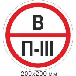 Пожежний Знак 200х200 мм наліпка, знак категорії приміщення - В