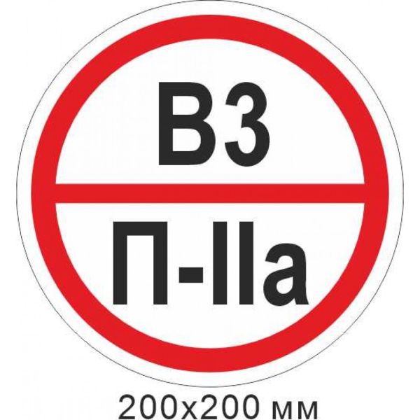 Пожежний Знак 200х200 мм табличка, знак категорії приміщення - В3