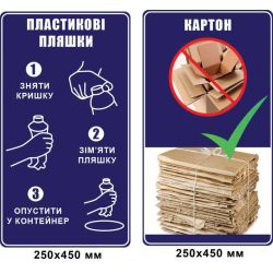 Вказівні таблички щодо сортування сміття 2 штуки (250х450 мм)