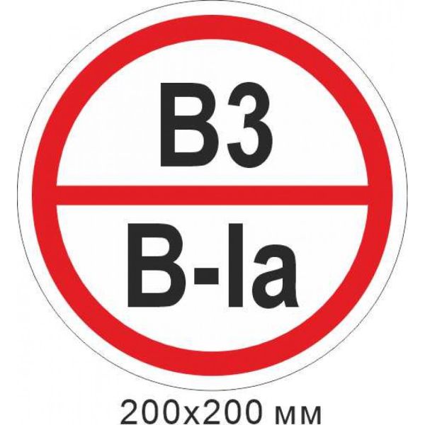 Пожежний Знак 200х200 мм наліпка, знак категорії приміщення - В3