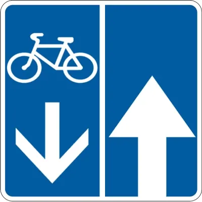 Дорожній Знак 5.94.1 Дорога із Зустрічною Велосипедною Смугою