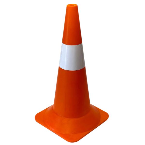 Конус дорожный автомобиотный Н-60 см с 1 белой полоской - для безопасности и организации движения