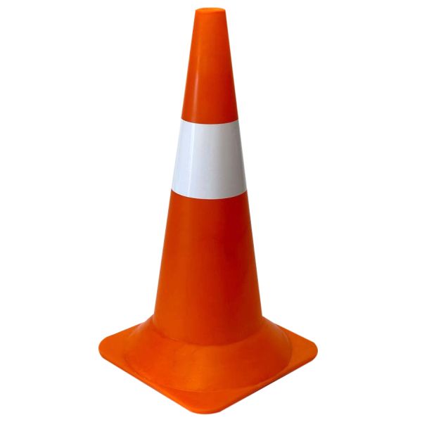 Конус дорожный автомобиотный Н-60 см с 1 белой полоской - для безопасности и организации движения