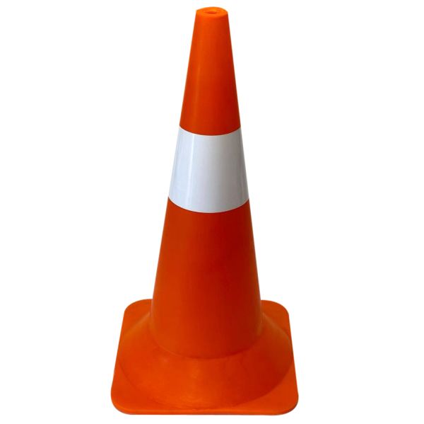 Конус дорожный автомобиотный Н-60 см с 1 белой полоской - для безопасности и организации движения