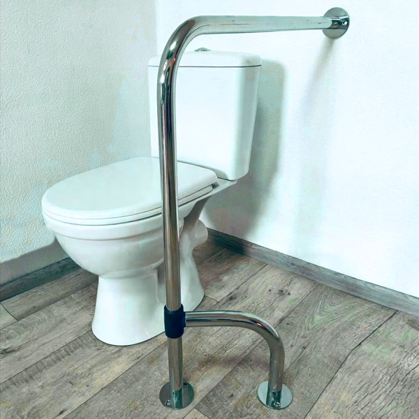 Поручень в туалет "стена-пол" с поворотной ножкой 360° для людей с инвалидностью 32мм - 800х700мм