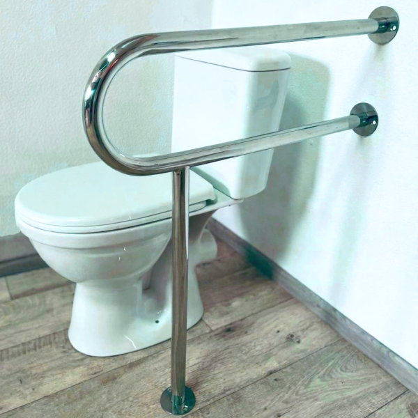 Поручень "стена-пол" одинарный для людей с ограниченными возможностями в туалет