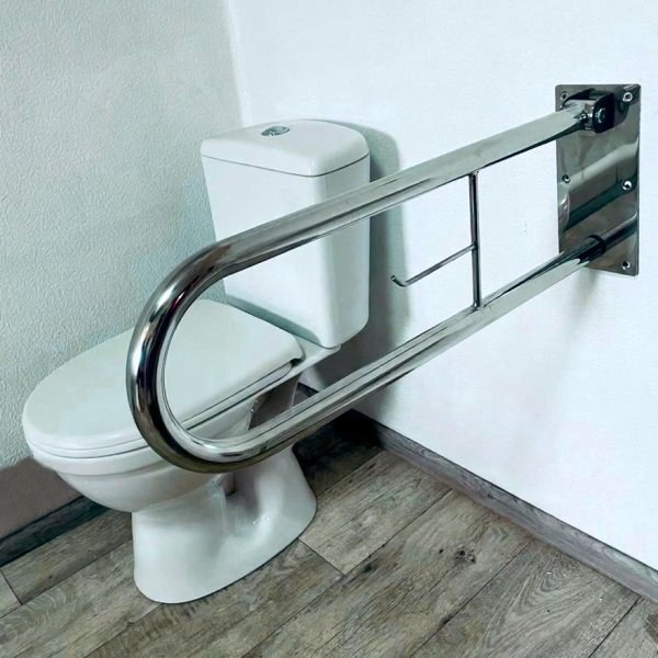 Откидывающийся поручень для унитаза 700 мм с держателем туалетной бумаги – инвалидный поручень