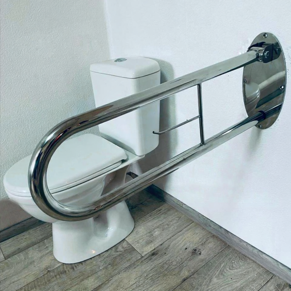 Поручень инвалидный пристенный для унитаза откидной с держателем туалетной бумаги 32мм – 700мм