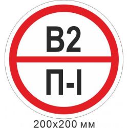 Протипожежний знак табличка. Знак категорії приміщення - В2