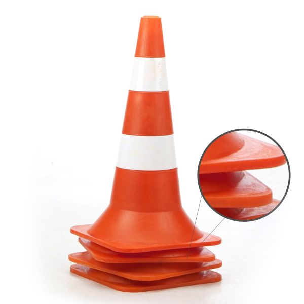 Конус дорожный пластиковый Н-60 см с 2 белыми полосками – для видимости и безопасности