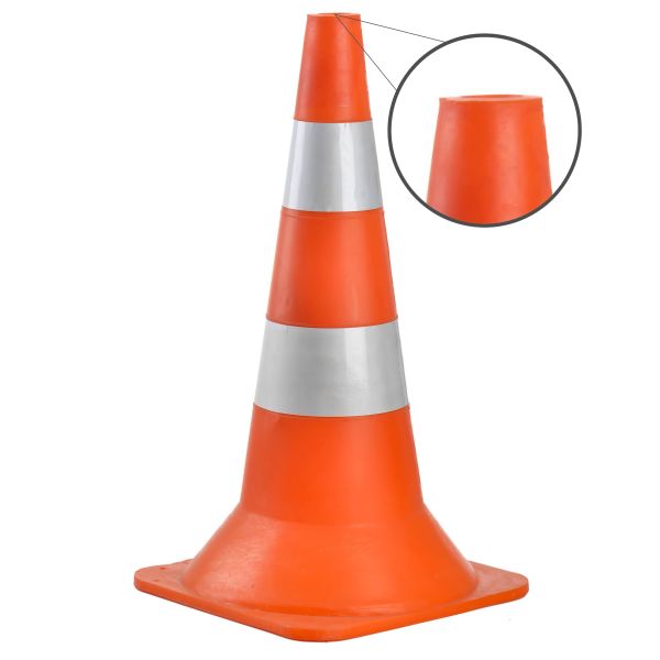 Конус дорожный пластиковый Н-52 см с 2 светоотражающими полосками – для безопасности на дорогах и парковках.