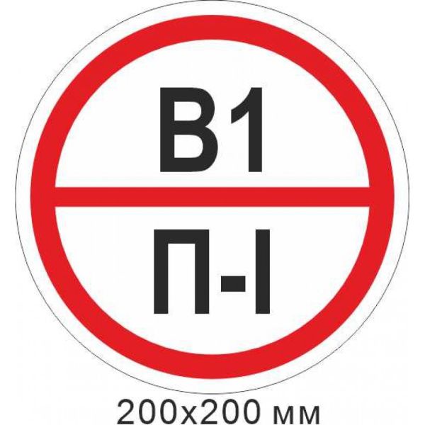 Пожежний Знак пластиковий 200х200 мм, знак категорії приміщення - В1