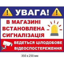 Наліпка для магазину про охорону та відеонагляд (350х250 мм)