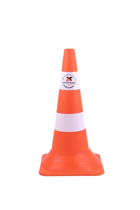 Конус дорожный пластиковый Н-60 см с 2 белыми полосками – для видимости и безопасности