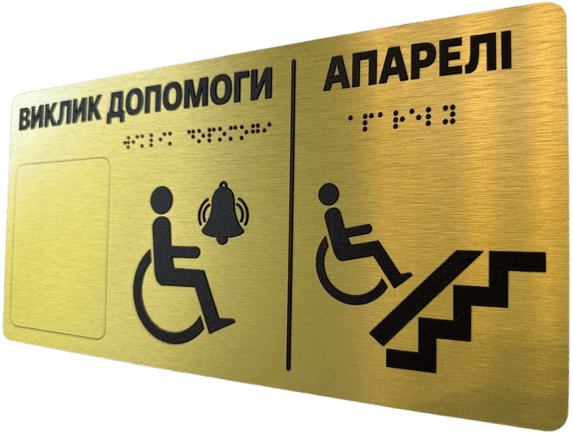Таблички для внутрішніх позначень зі шрифтом Брайля на алюмінієвій пластині