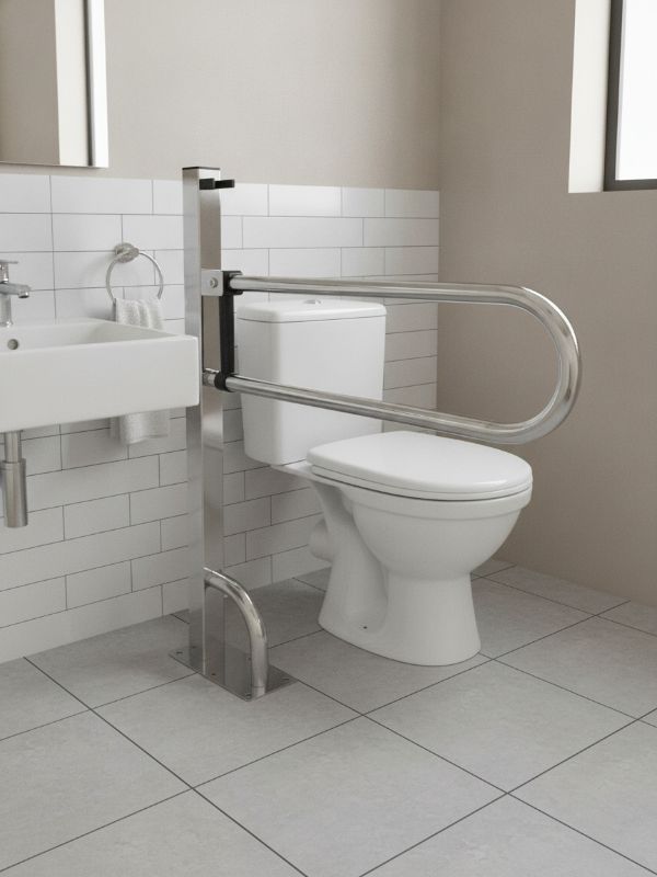 Подлокотник напольный откидной для инвалидов, диаметр 32 мм - 1000х700 мм.