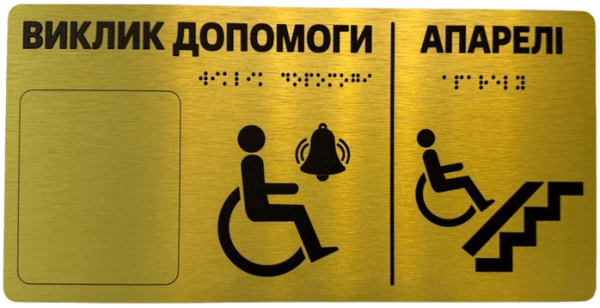 Таблички для внутрішніх позначень зі шрифтом Брайля на алюмінієвій пластині